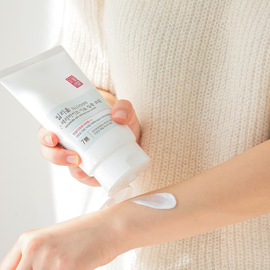 Ceramide Ato Concentrate Cream being applied to hand