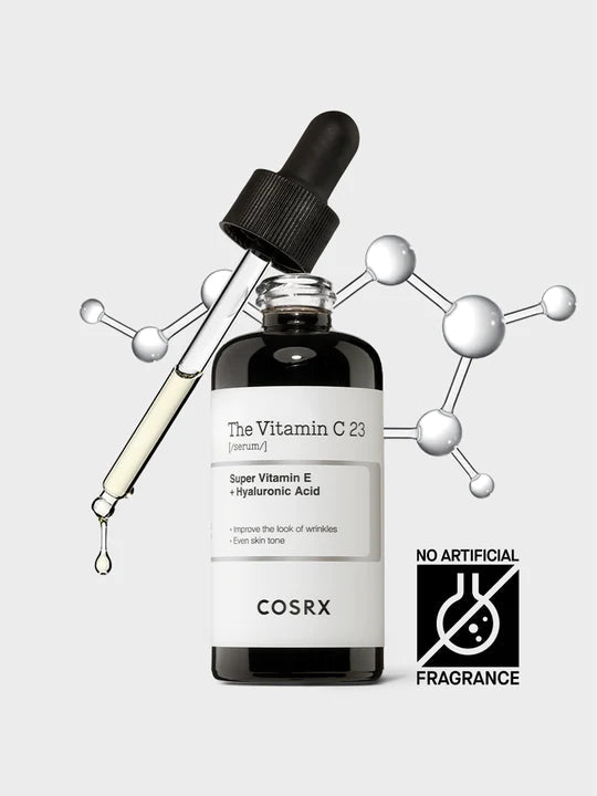 COSRX The Vitamin C 23 serum close up photo of open serum bottle