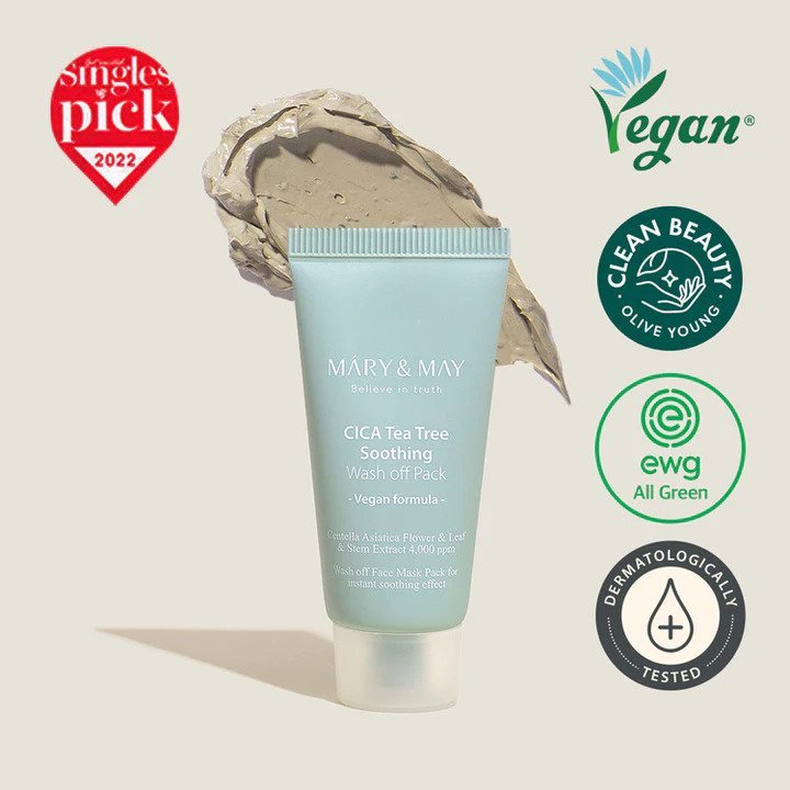 Mary&May CICA TeaTree Soothing Wash off Pack 125g - Jevy K-Beauty & Skincare